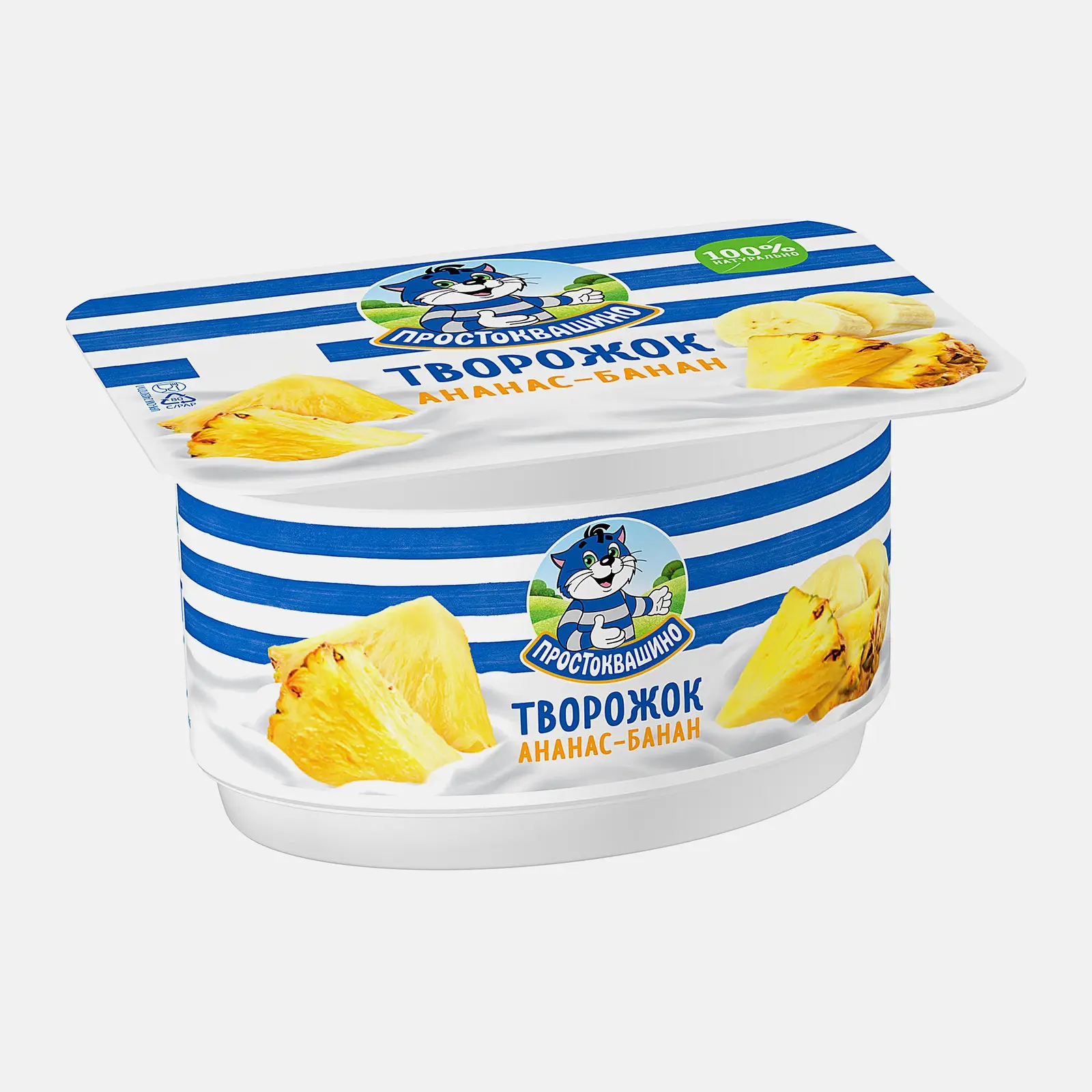 Продукт творожный ананас и банан Простоквашино 3.6% 110г Продукт творожный ананас и банан Простоквашино 3.6% 110г