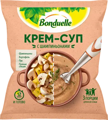 Изображение товара Крем-суп с шампиньонами замороженный Bonduelle 350г для быстрого приготовления