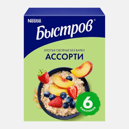Каша Быстров Овсяная без варки Ассорти 6пак*40г