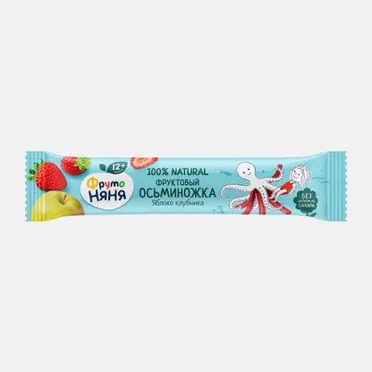Десерт ФрутоНяня фруктовые кусочки из Яблок и Клубники 16г