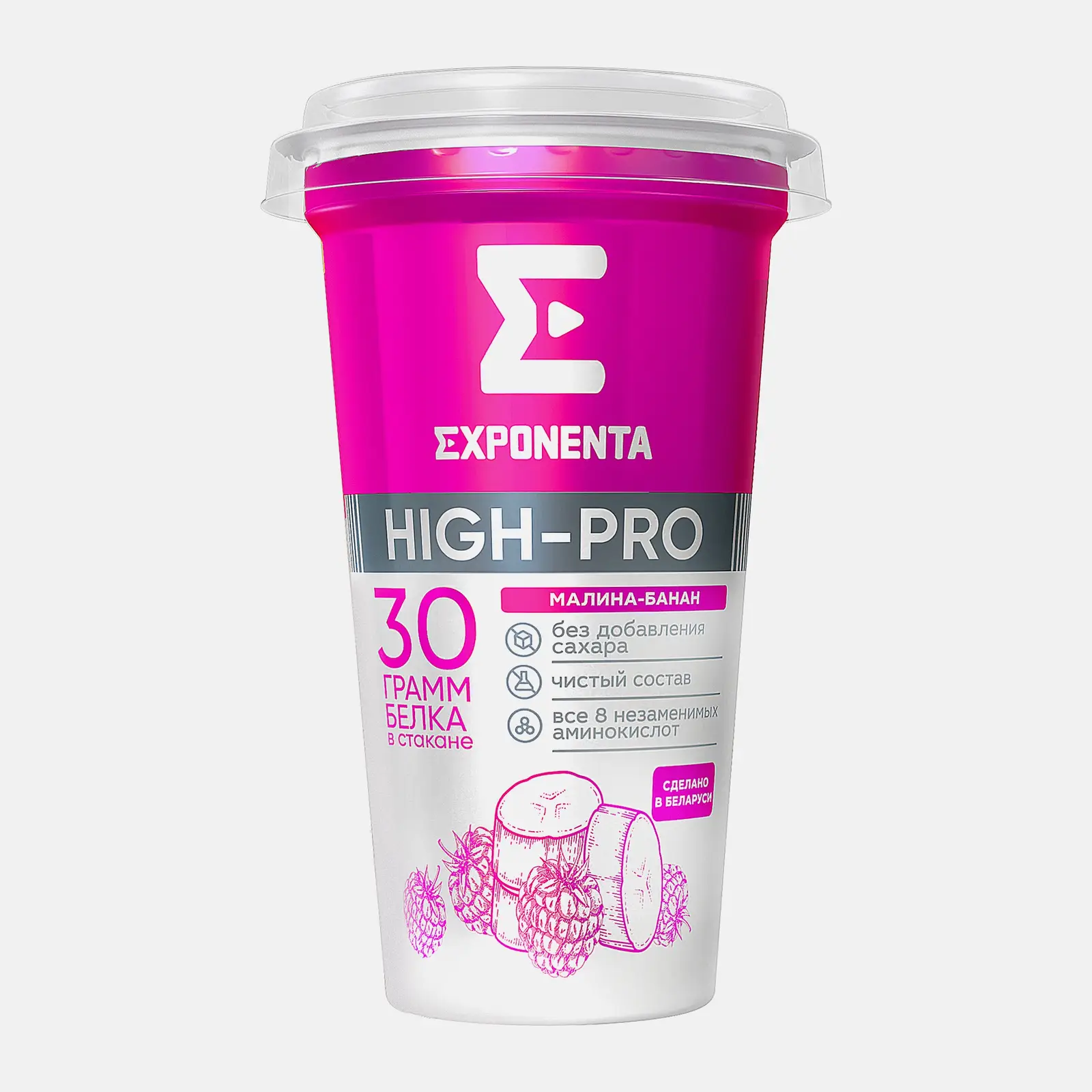 Изображение товара Напиток кисломолочный Exponenta Малина-банан 250г обeжиренный