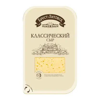 Изображение товара Классический сыр слайсы 45% Брест-Литовск 130г