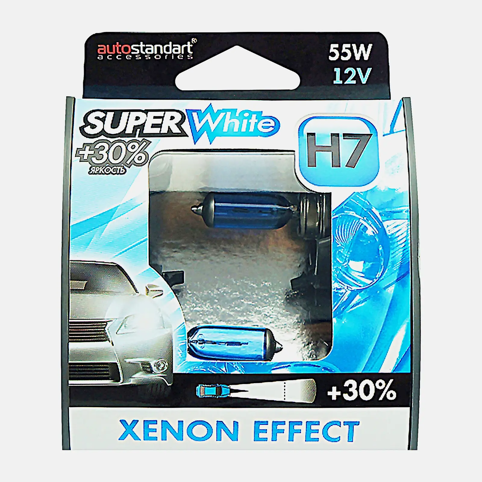 Автолампы галогенные Автостандарт White H7-12V 55W 2шт