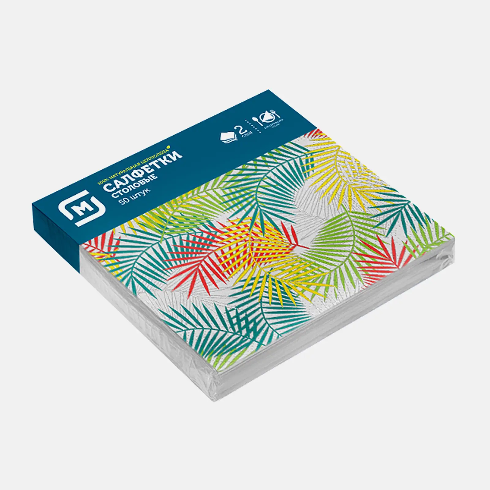 Салфетки бумажные Магнит с рисунком 2 слоя 24*24см 50шт в ассортименте