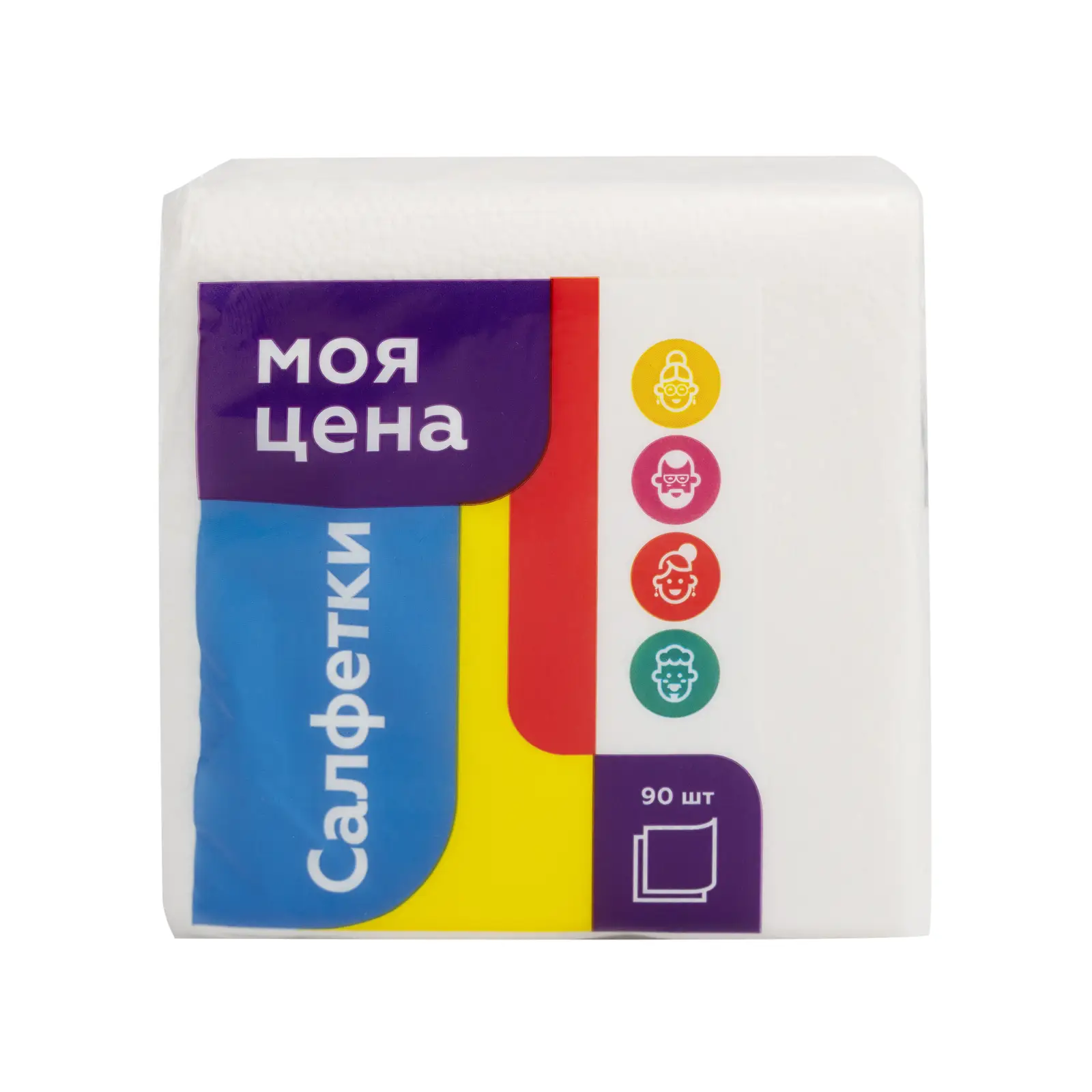 Салфетки бумажные Моя цена 1 слой 90шт 24*24см