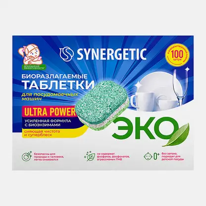 Таблетки для посудомоечных машин Synergetic Ultra Power 100шт