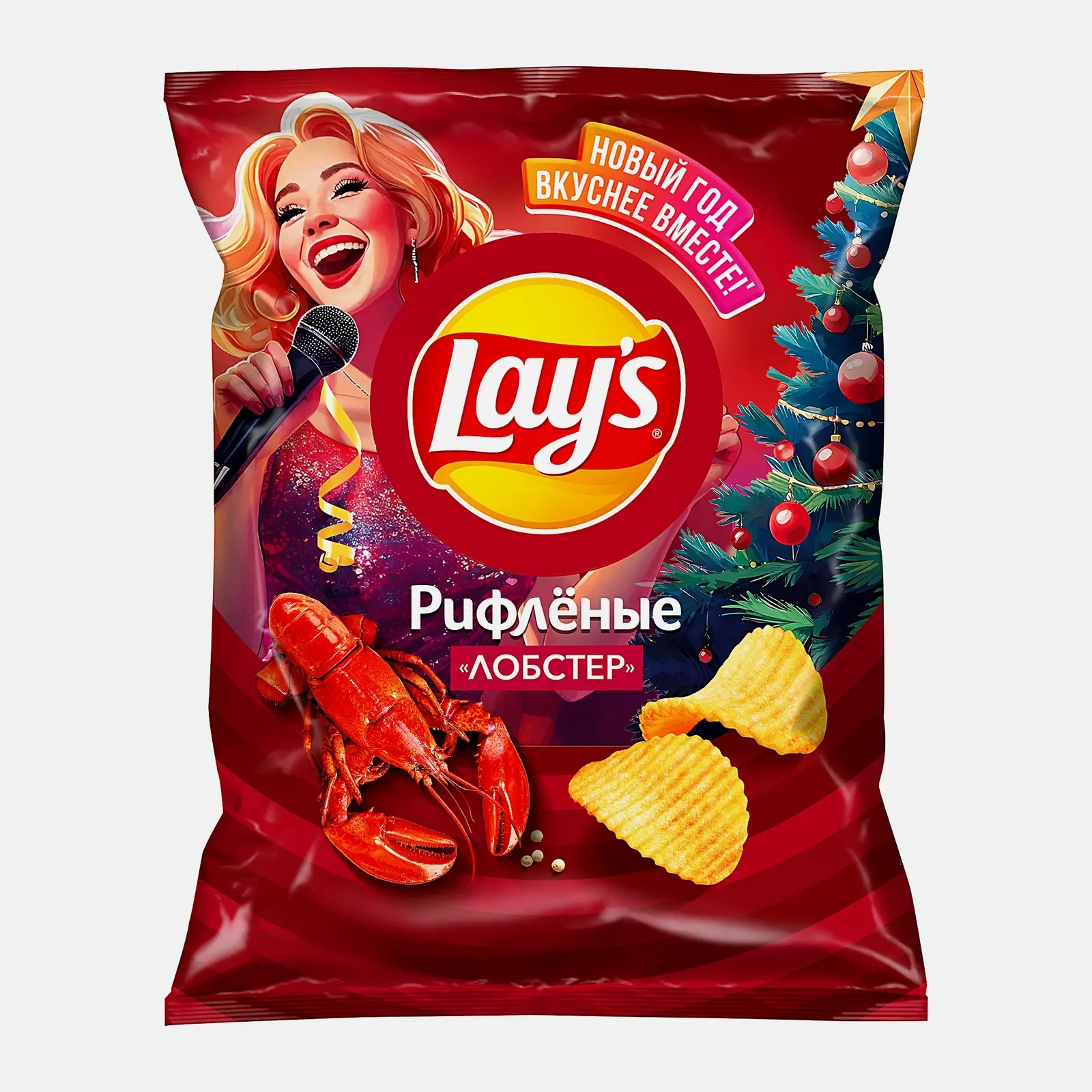 Изображение товара Рифлёные картофельные чипсы Lays с вкусом лобстера, 140г