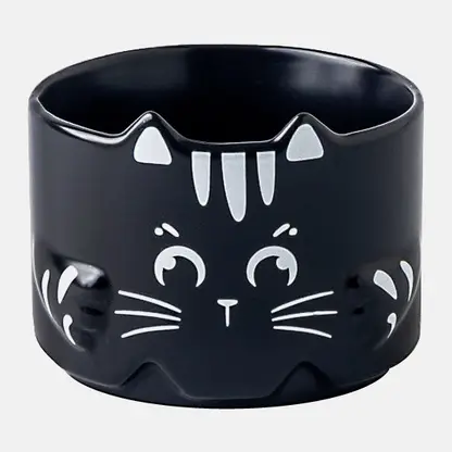 Кружка черная Котик фарфор