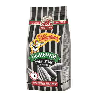 Изображение товара Обжаренные семена подсолнечника От Мартина 150г полосатые вкусные и полезные закуски