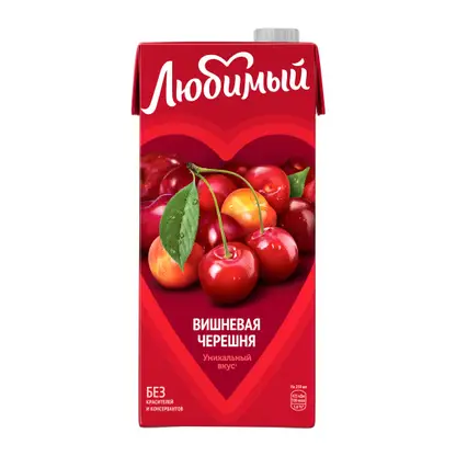 Изображение товара Напиток Любимый Вишневая черешня 950 мл натуральный сок с вишней и черешней