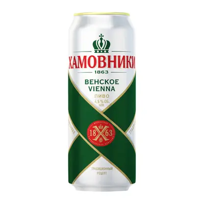 Пиво Хамовники Венское светлое фильтрованное пастеризованное 4.5% 450мл