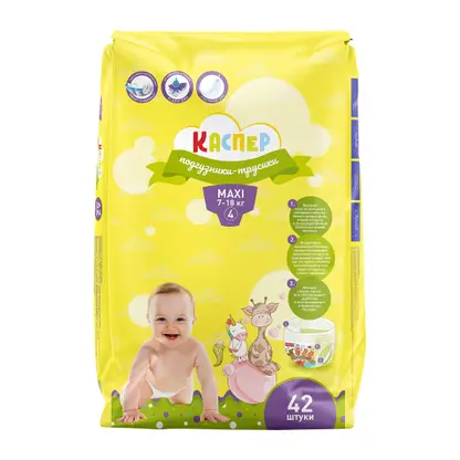 Изображение товара Подгузники-трусики №4 Maxi 7-18кг Каспер 42шт