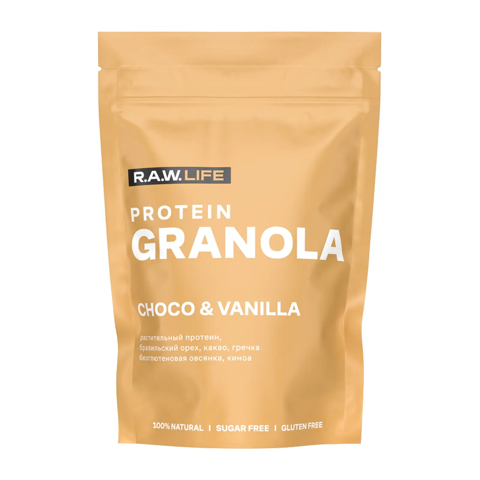 Изображение товара Гранола R.A.W. Life протеиновая шоколад-ваниль 220г без глютена