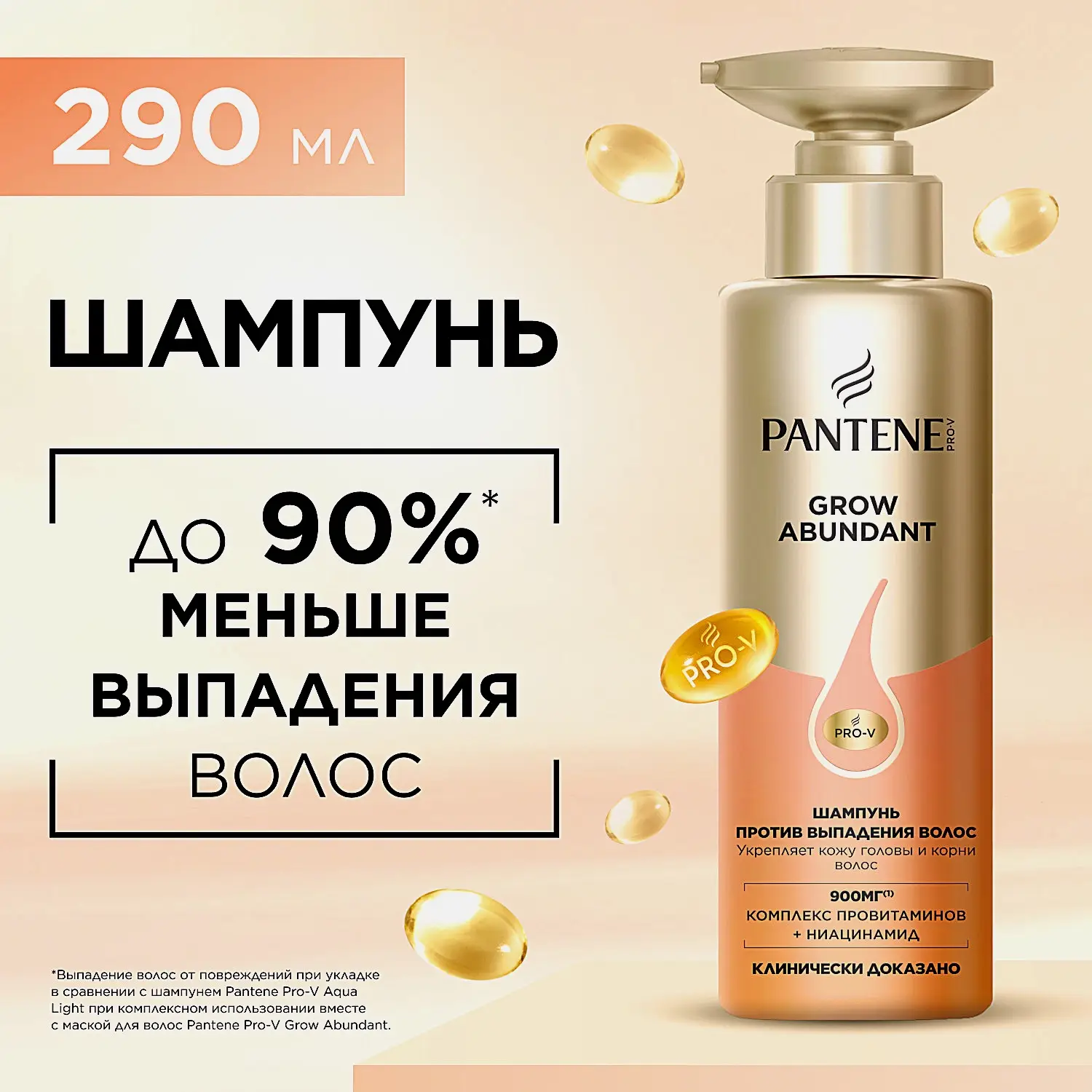 Шампунь против выпадения волос Grow Abundant Pantene 290мл - фото 2
