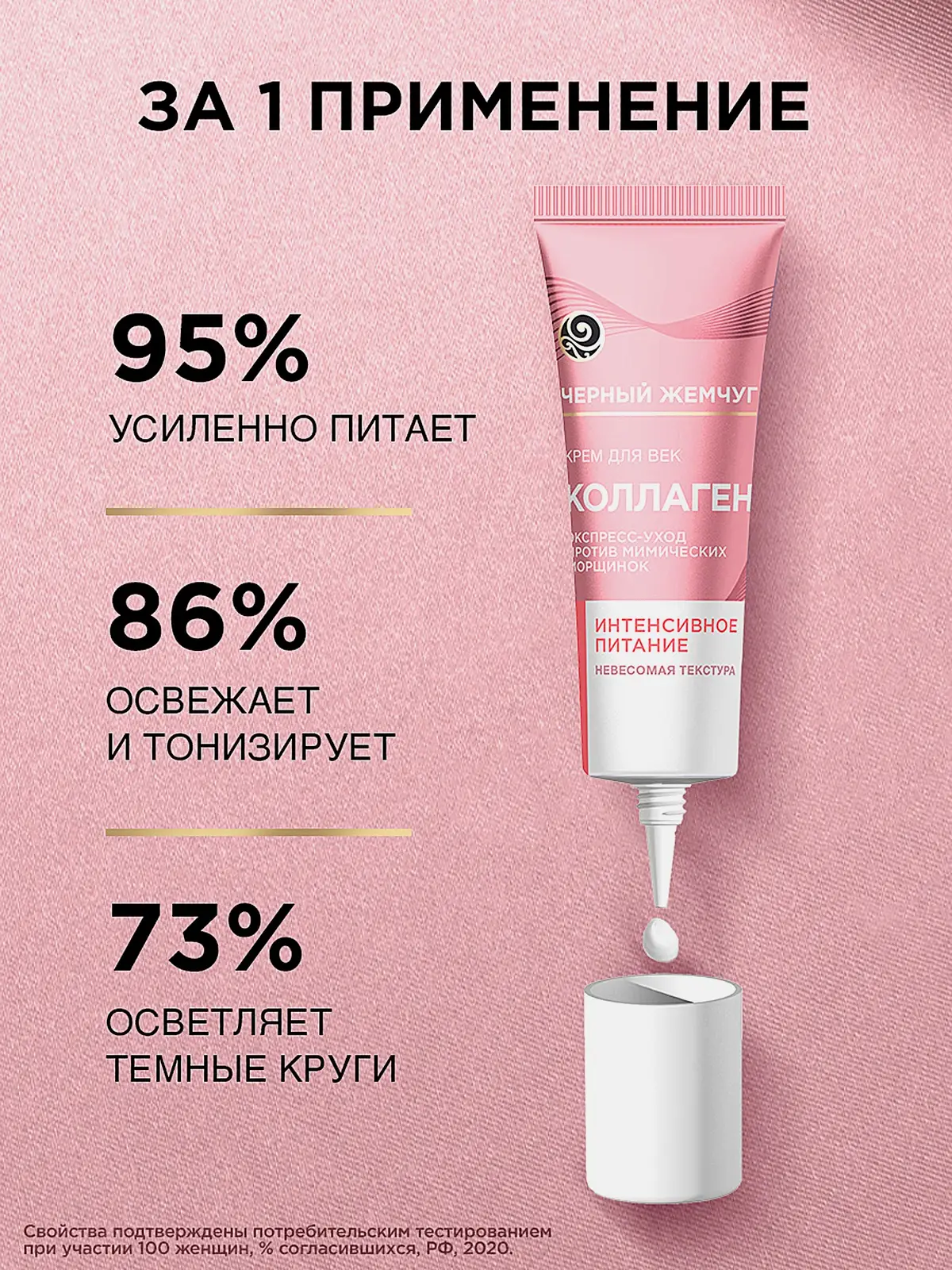 Антивозрастной крем для кожи вокруг глаз с коллагеном Черный жемчуг 17мл