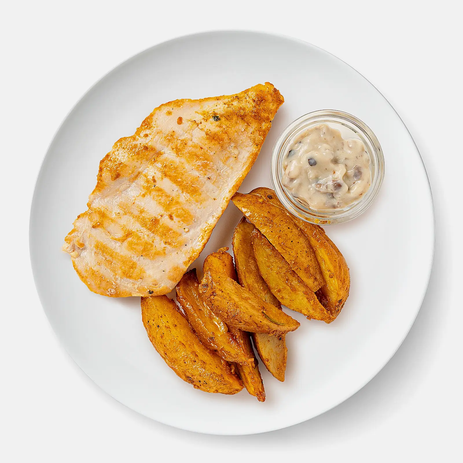 Изображение товара Куриная грудка с картофелем и грибным соусом 220г