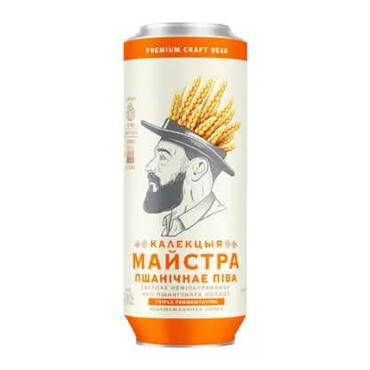 Изображение товара Пиво Лидское пшеничное Калекцыя Майстра нефильтрованное пастеризованное 5% 450мл