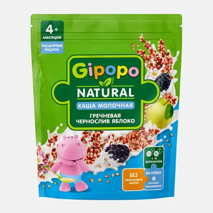 Каша детская молочная гречневая чернослив яблоко Gipopo 200г