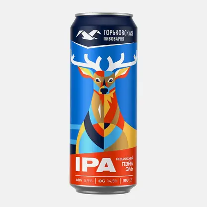 Светлое пиво нефильтрованное Индийский Пэйл Эль Горьковская пивоварня 5.9% 450мл