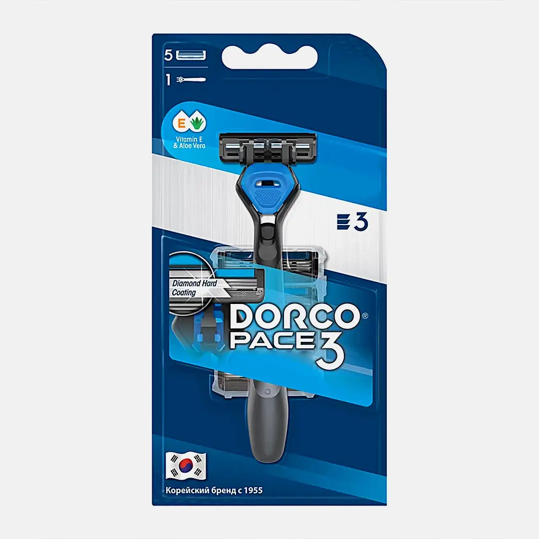 Станок для бритья Dorco Pace 3 лезвия + 5 сменных кассет Станок для бритья Dorco Pace 3 лезвия + 5 сменных кассет