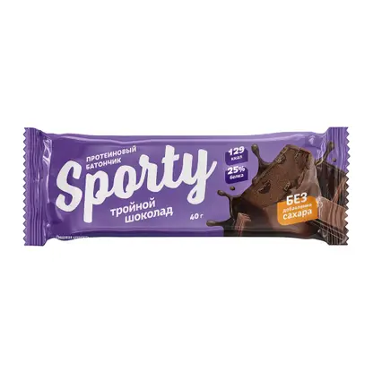 Изображение товара Протеиновый батончик Sporty Тройной шоколад 40г