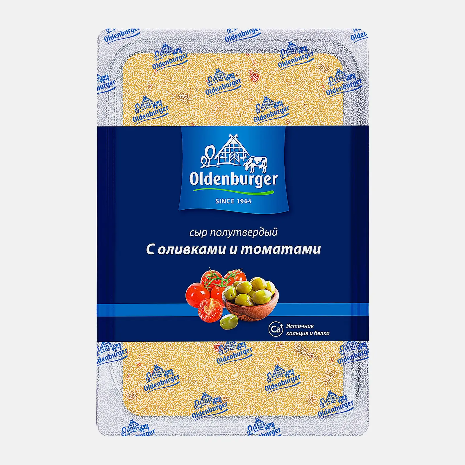 Изображение товара Сыр Oldenburger с оливками и томатом нарезка 45% 125г
