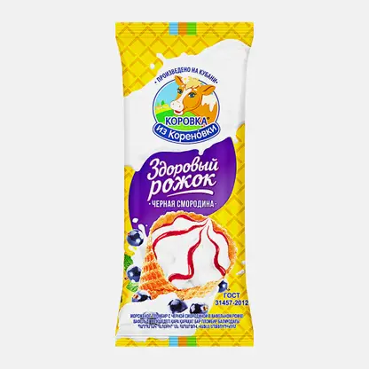 Мороженое Коровка из кореновки рожок черная смородина 120г