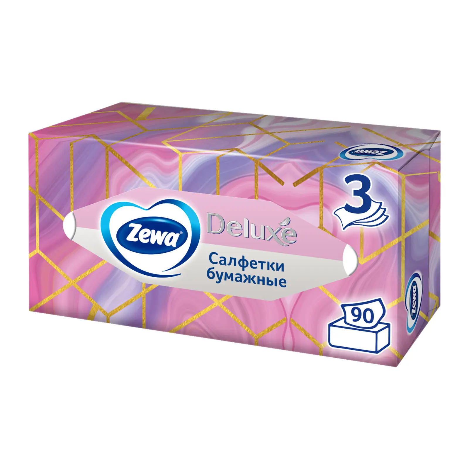Салфетки бумажные Zewa Deluxe Design 3 слоя 90шт