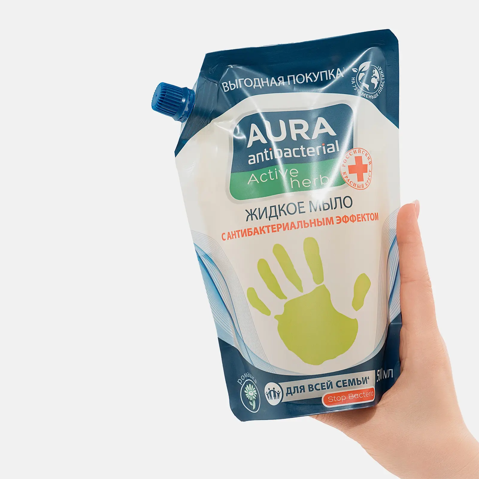 Мыло жидкое Aura Antibacterial Active Herb с антибактериальным эффектом Ромашка 500мл