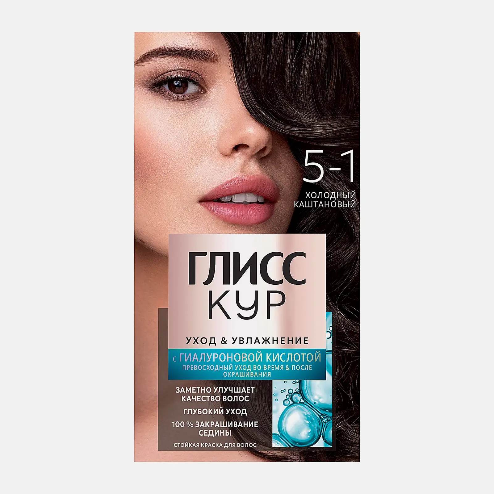 Стойкая краска для волос Глисс Кур Уход & Увлажнение профессиональная 5-1 Холодный каштановый
