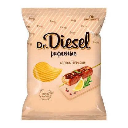 Изображение товара Чипсы рифленые Лосось терияки Dr. Diesel 120г Изображение товара Чипсы рифленые Лосось терияки Dr. Diesel 120г