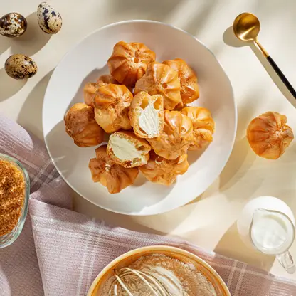 Изображение товара Пирожное профитроли с пломбирным кремом Mirel 180г воздушное и нежное