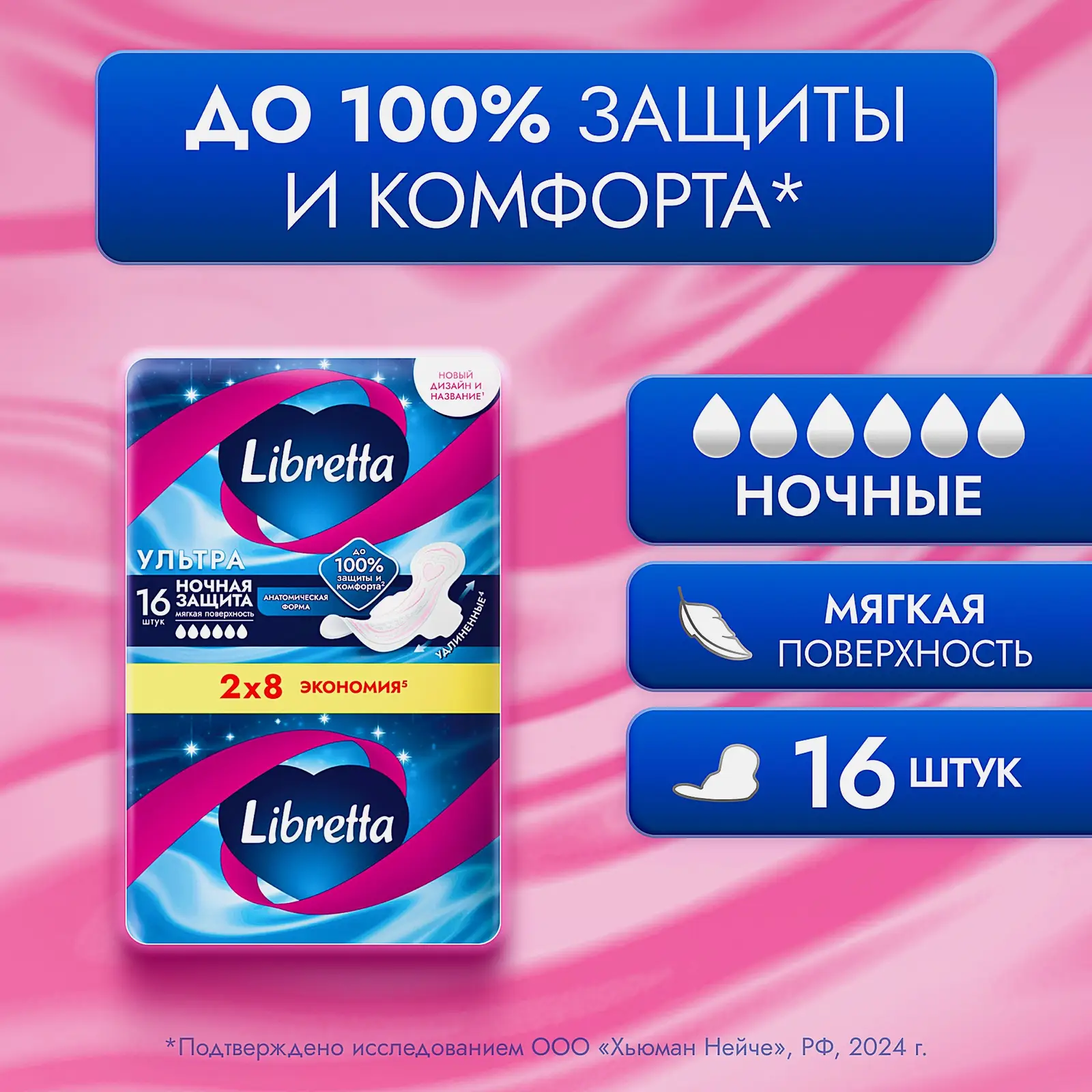 Гигиенические прокладки Ультра ночные Libretta/Либресс 16шт