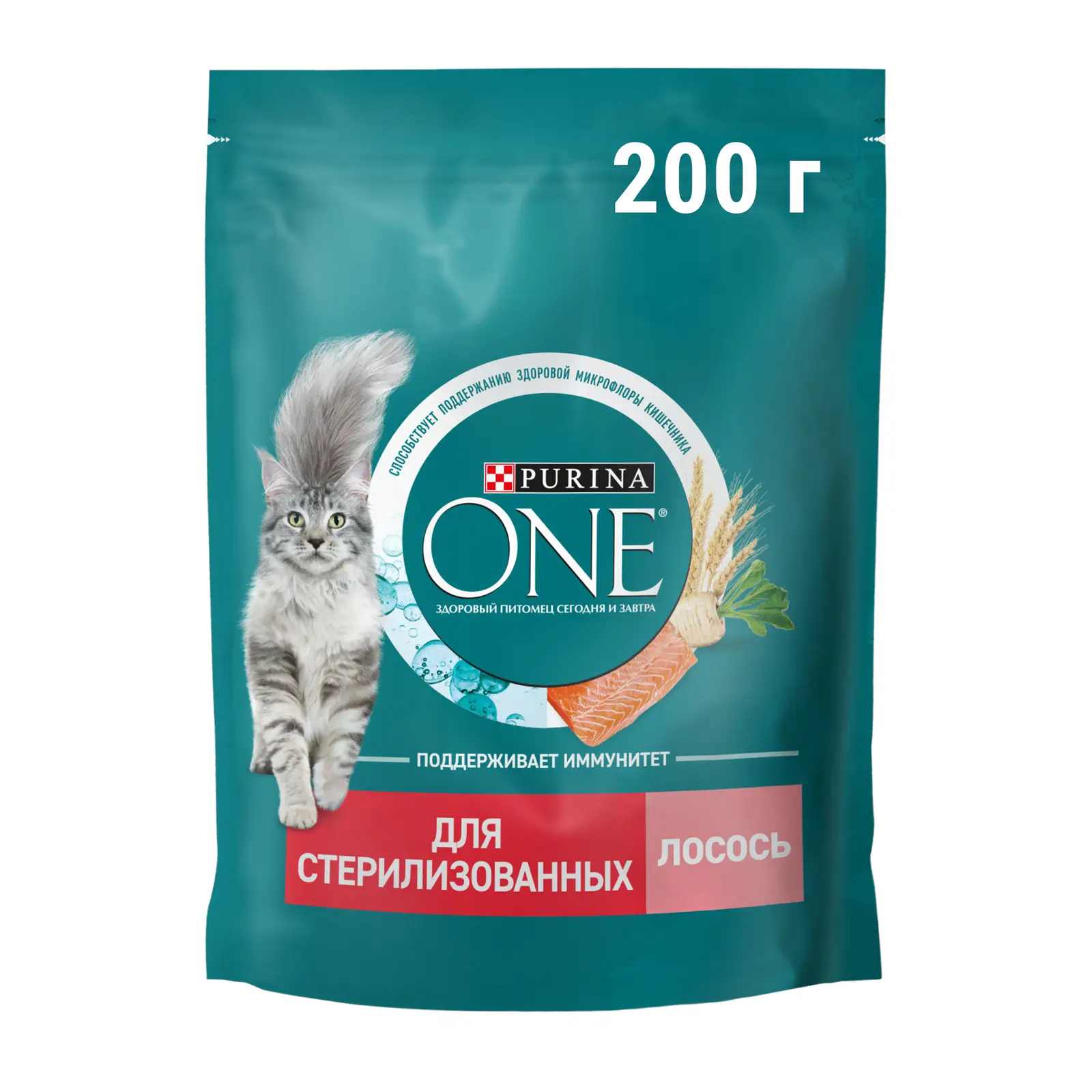 Сухой корм Purina One для стерилизованных кошек и кастрированных котов с высоким содержанием лосося и пшеницей 200г