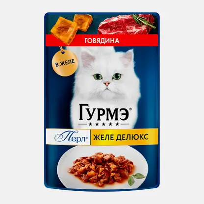 Влажный корм для кошек Перл желе де-люкс говядина Гурмэ 75г