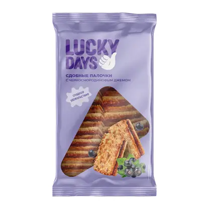 Изображение товара Сдобные палочки с джемом Черная смородина Lucky Days 370г