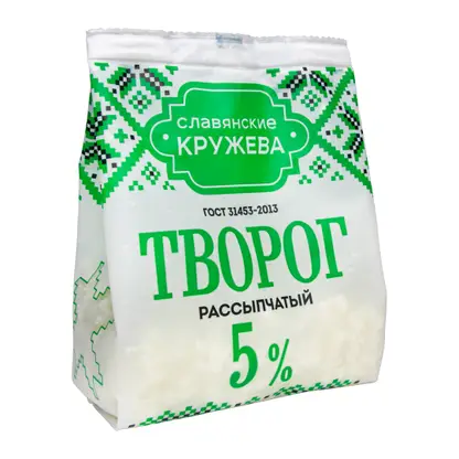 Изображение товара Творог Славянские кружева рассыпчатый 5% 300г