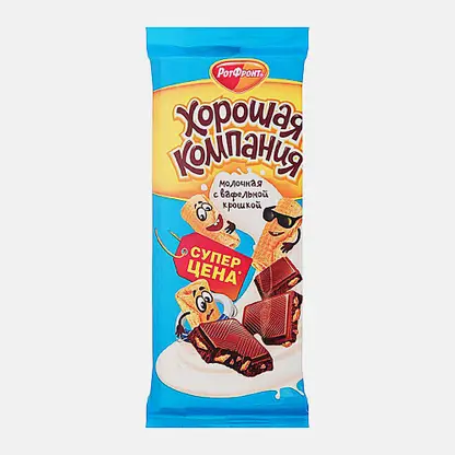 Кондитерская плитка Хорошая компания молочная с вафельной крошкой 80г