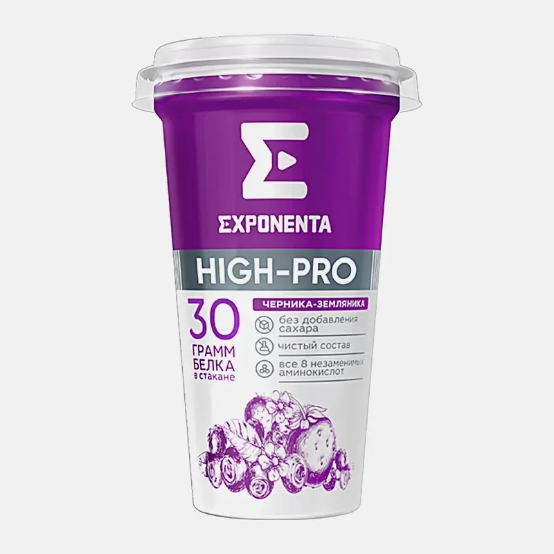 Изображение товара Кисломолочный напиток Exponenta High-Pro обезжиренный черника земляника 250г Изображение товара Кисломолочный напиток Exponenta High-Pro обезжиренный черника земляника 250г