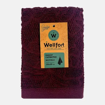 Набор махровых салфеток красныех Bohemian Wellfort 30*30см