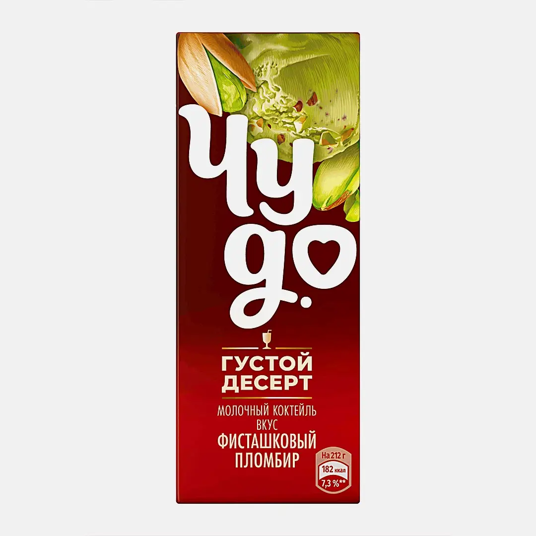 Изображение товара Коктейль молочный Чудо фисташковый пломбир 2% 200мл натуральный вкус
