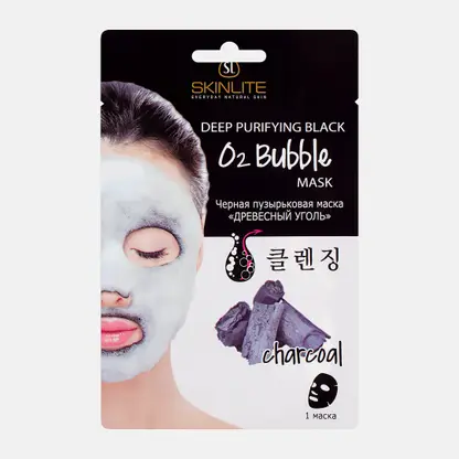 Маска для лица Skinlite Черная пузырьковая Древесный уголь 20г