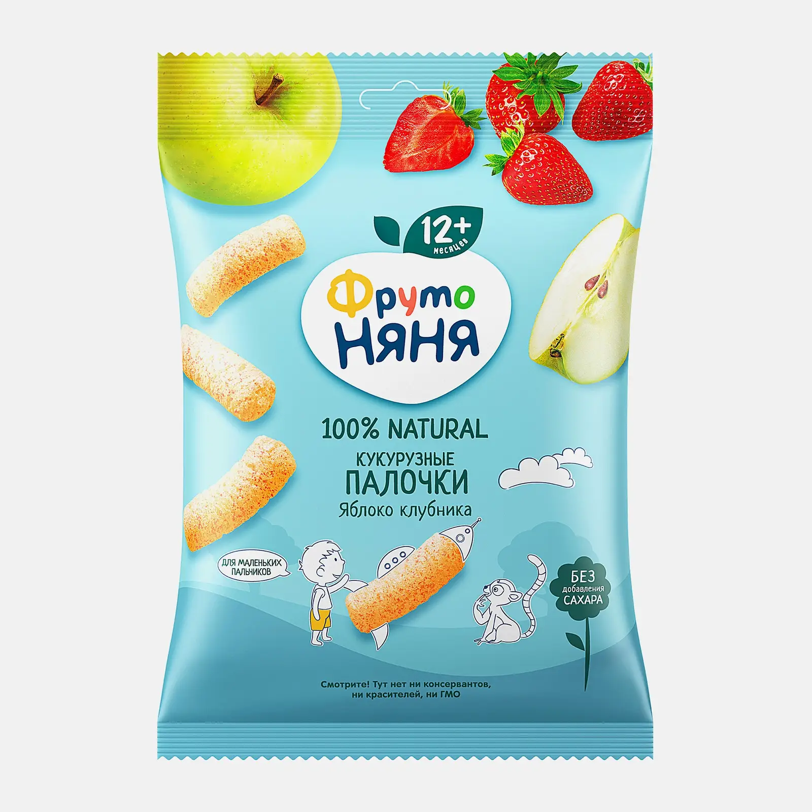 Изображение товара Кукурузные палочки Фрутоняня яблоко-клубника 20г для детей от 12 месяцев