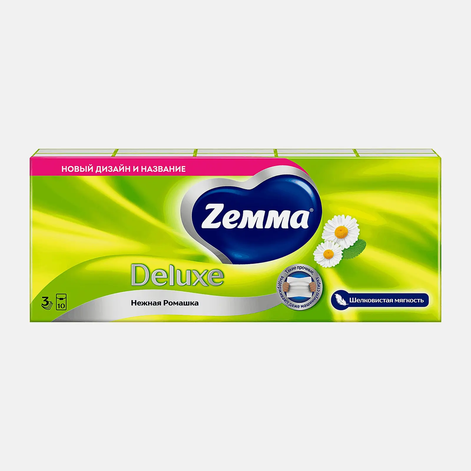 Носовые платочки Ромашка Deluxe Zemma 3 слоя 10шт*10шт