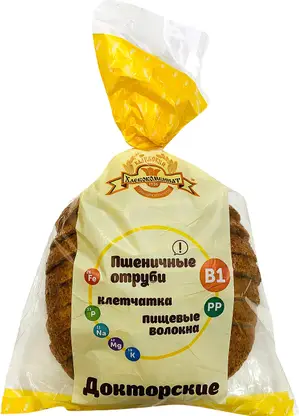 Изображение товара Хлебец Докторский с отрубями Хлебокомбинат 200г Изображение товара Хлебец Докторский с отрубями Хлебокомбинат 200г