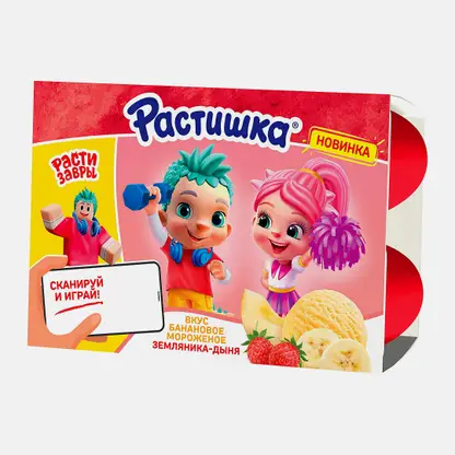 Творожок земляника-дыня-банановое мороженое Растишка 3.5% 6шт