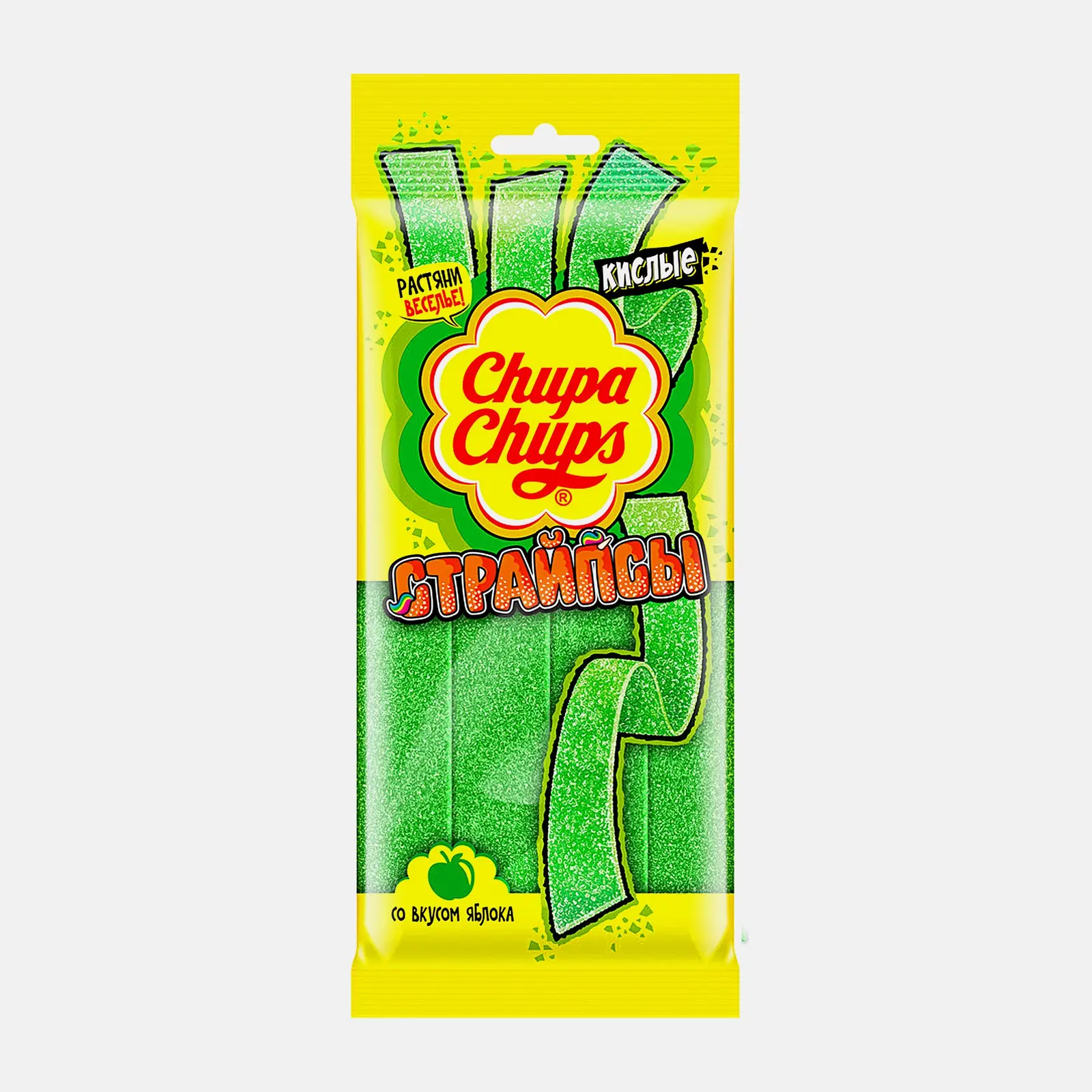 Изображение товара Жевательный мармелад Страйпсы со вкусом яблока Chupa Chups 120г