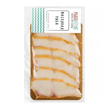 Изображение товара Масляная рыба слайсы холодного копчения Рыбоlove 200г - деликатес, закуска для любителей рыбы