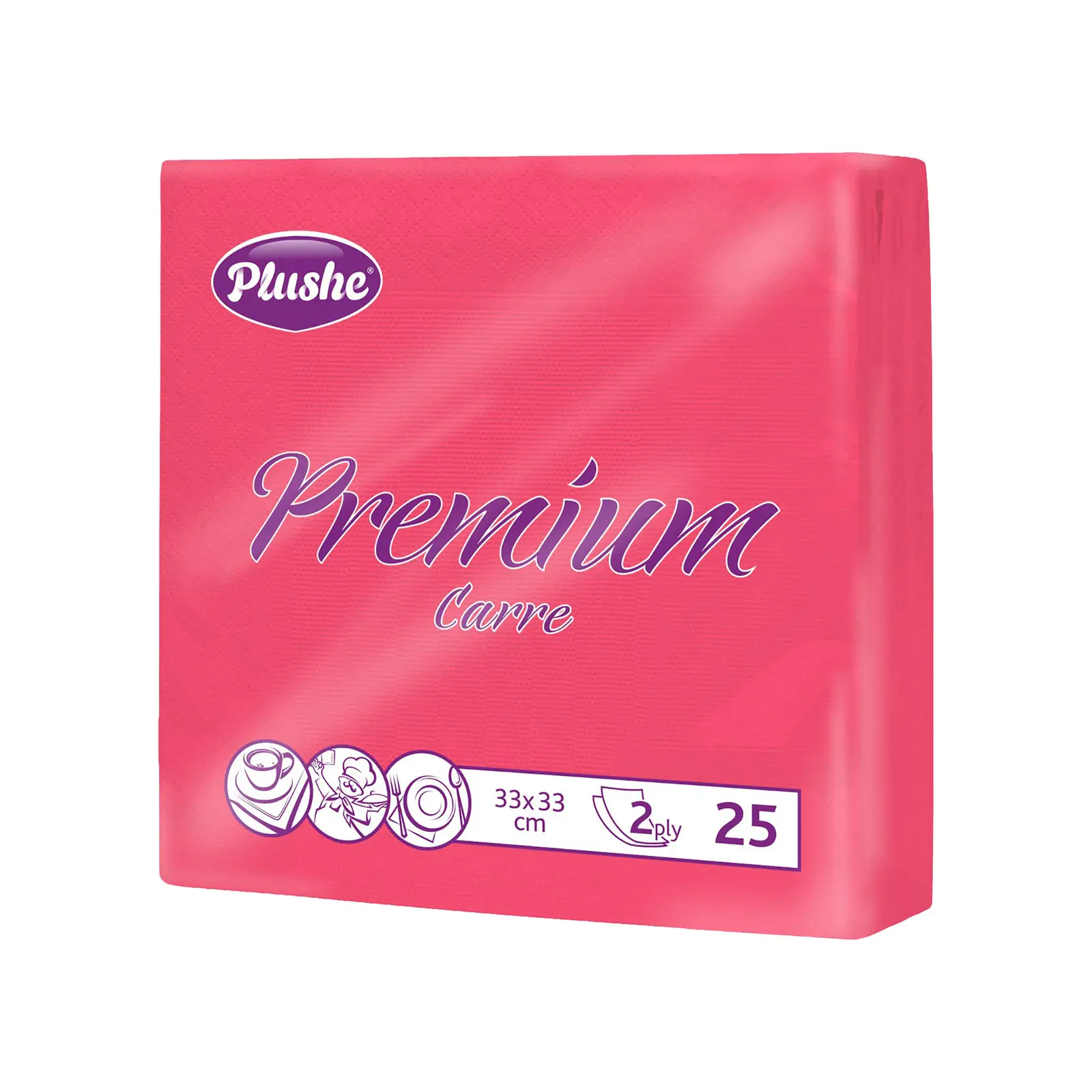 Салфетки бумажные Plushe Premium 2 слоя 33*33см 25 листов
