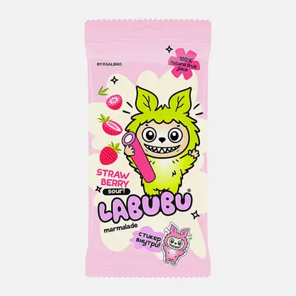 Жевательный мармелад Карандаш со вкусом кислой клубники Labubu 75г